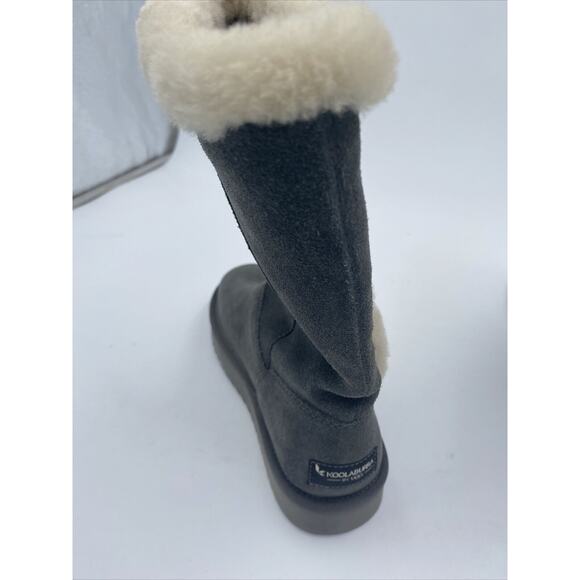 Koolaburra By Ugg Gray Suede Short Faux Fur Button Boots Women's sz 5 - Picture 5 of 13